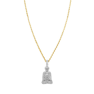 Detailed Diamond Buddha Pendant in 10k Yellow Gold .81 Ctw